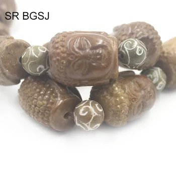 

Free Shipping 20x28mm Carved Buddha Hua Show Jades Genuine Gems Craft Beads Strand 15"