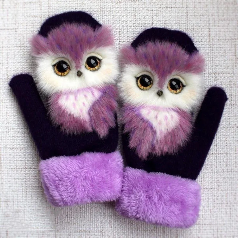 

Adorable Girls Winter Gloves Featured Animals Cat Dog Panda Design Warm Outdoor Mittens Kids Costume Accessory Cute Gloves