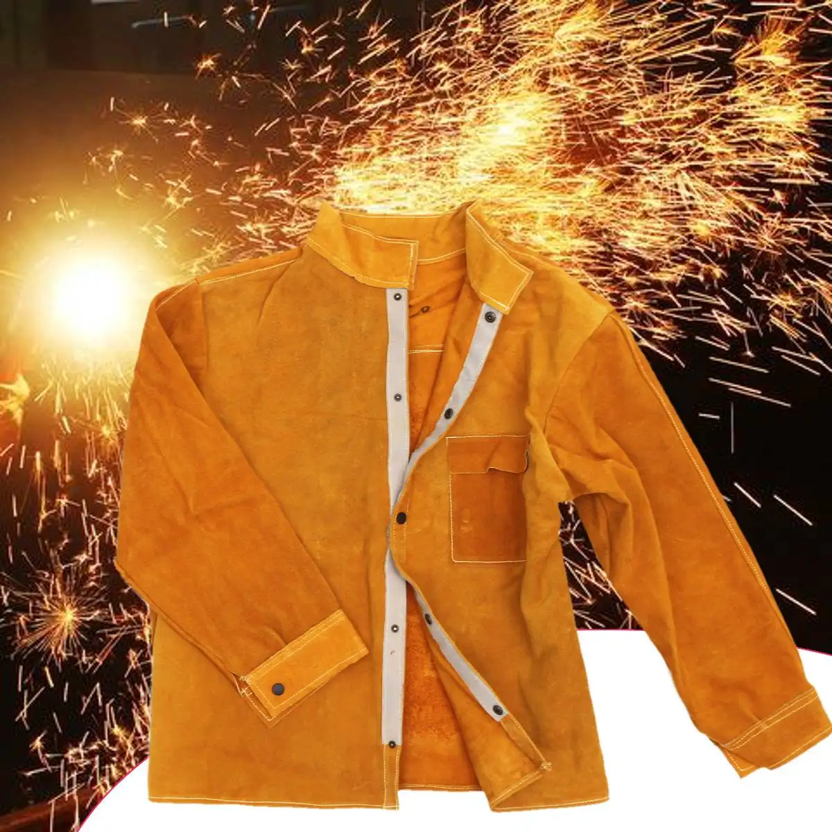 

Cow Leather Durable Leather Welding Coat Apron Protective Clothing Apparel Suit Welder Workplace Safety Clothing