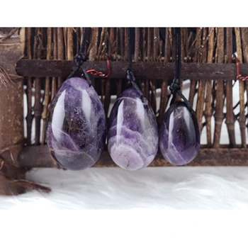 

Natural Amethyst Yoni Egg Set Female Pelvic Floor Muscle Kegel Movement Tightening Emerald Crystal Yoni Egg