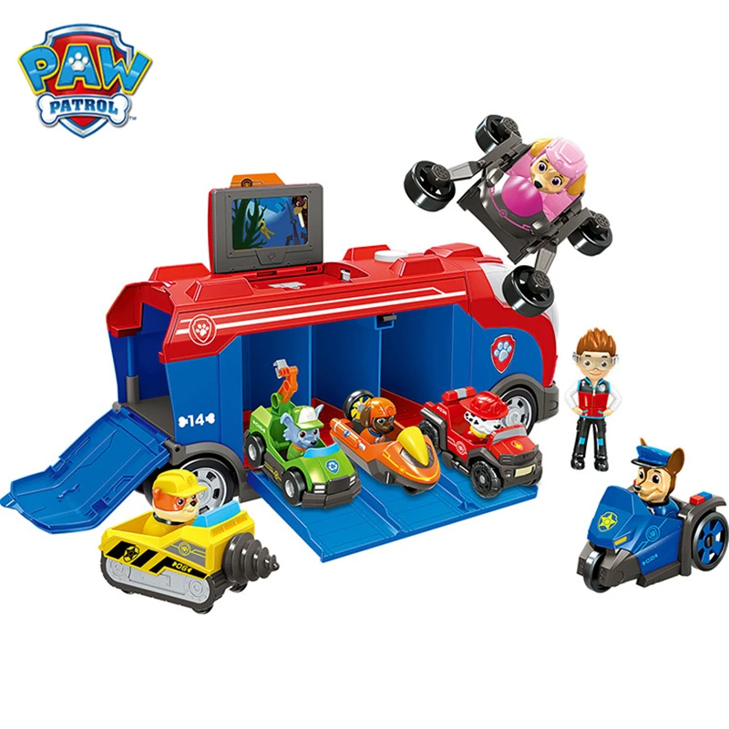 Buy Paw Patrol toys set Base Bus Sliding Dog Rescue Team Set Anime Action Figures Model Kids Paw Patrol Birthday Gift in the online store Anime Movie 007 Store Store