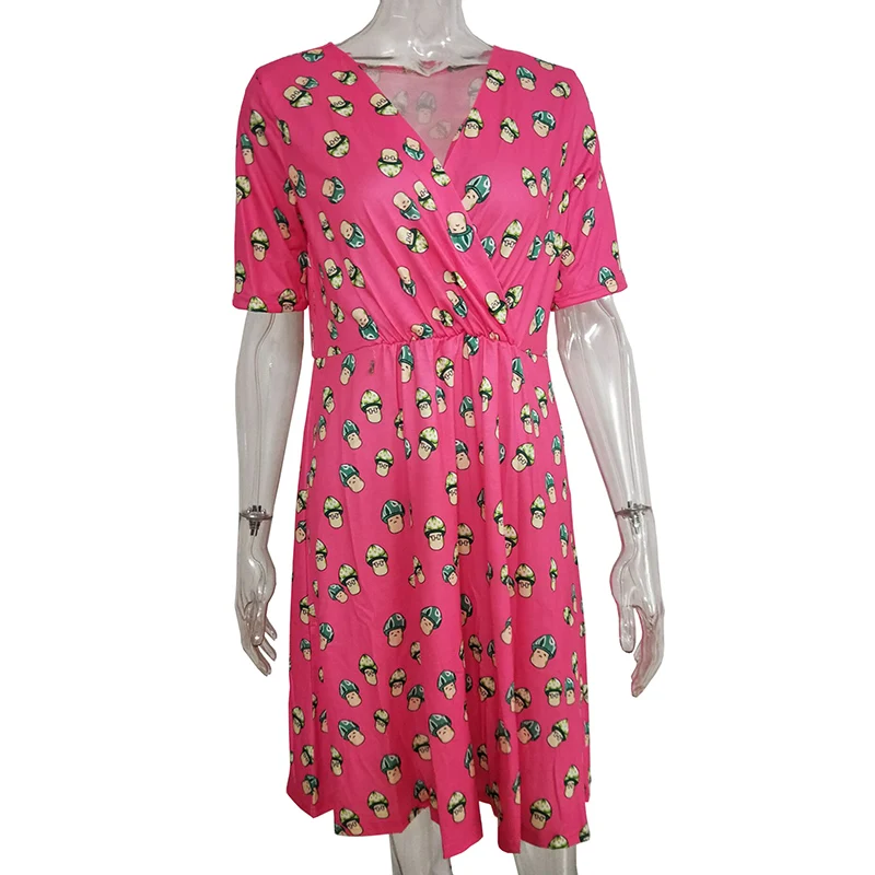 Материнские платья с свободной полосой пропускания и большой размер Печать Беременность Одежда женщин цветок цвет платье повседневное платье с v-образным вырезом - Цвет: Розово-красный