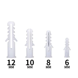 20/30/50pcs M6 M8 M10 M12 Ribbed Plastic Anchor Wall Plastic Expansion Pipe Tube Wall Plugs For Self-tapping Screws