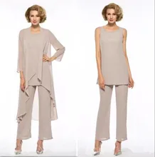 

2019 Three-Pieces Mother Of Bride Pant Suits Chiffon Wedding Mother's Groom Formal evening Gown mother of the bride dresses