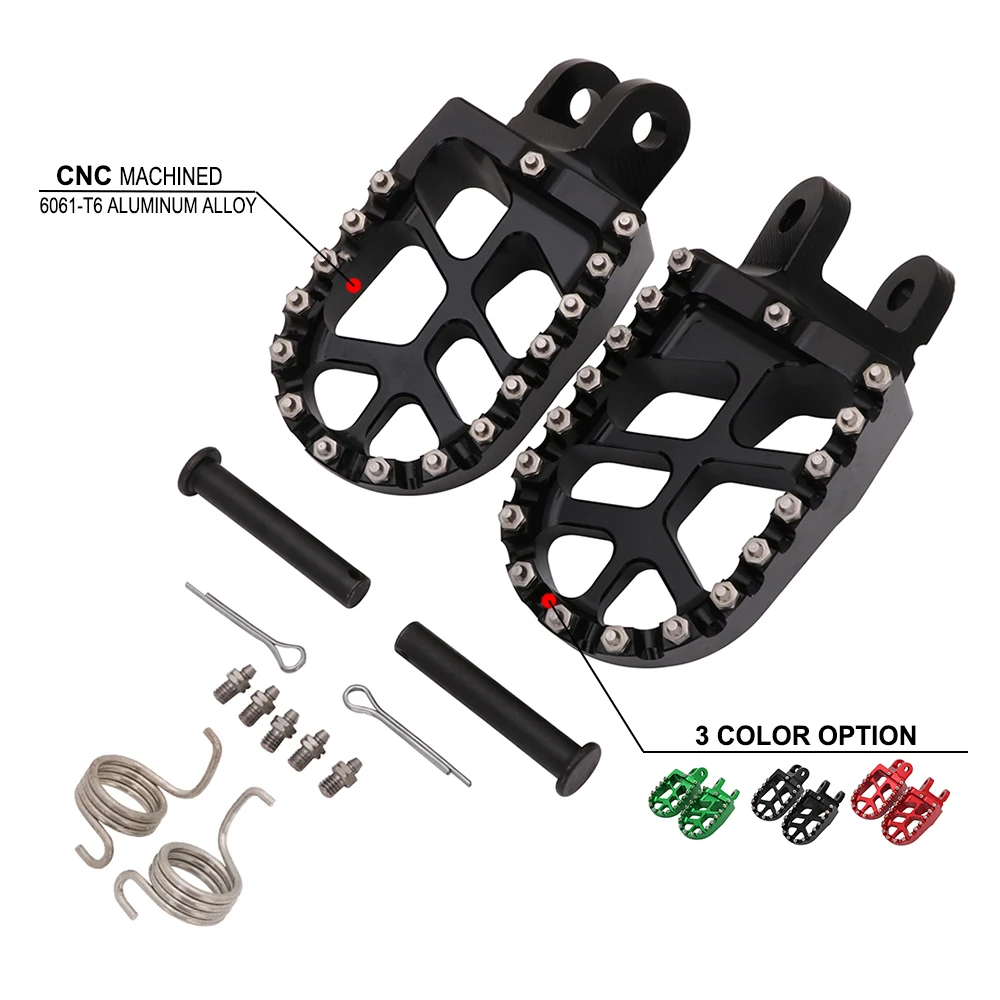 Мотоцикл с ЧПУ подножки педали Подставки подножки для KAWASAKI KLX250R KLX250 KLX250S KLX250SF KLX300R KLX650 KLX650R KLR650 - Цвет: Черный
