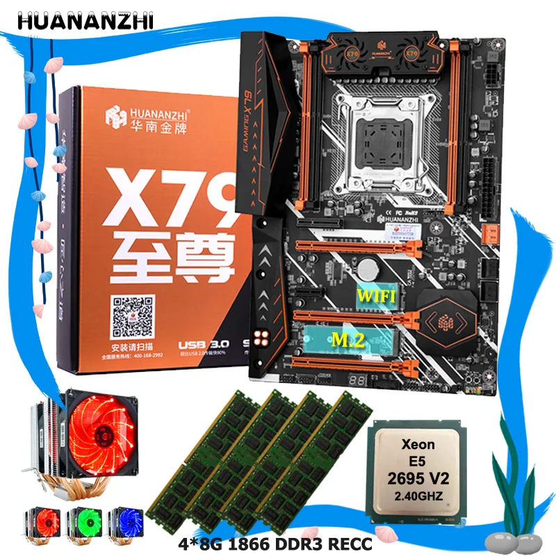HUANANZHI Deluxe X79 Motherboard with Xeon CPU E5 2695 V2 Cooler RAM 32G(4*8G) 1866 RECC Computer Parts DIY Online Store | Компьютеры и