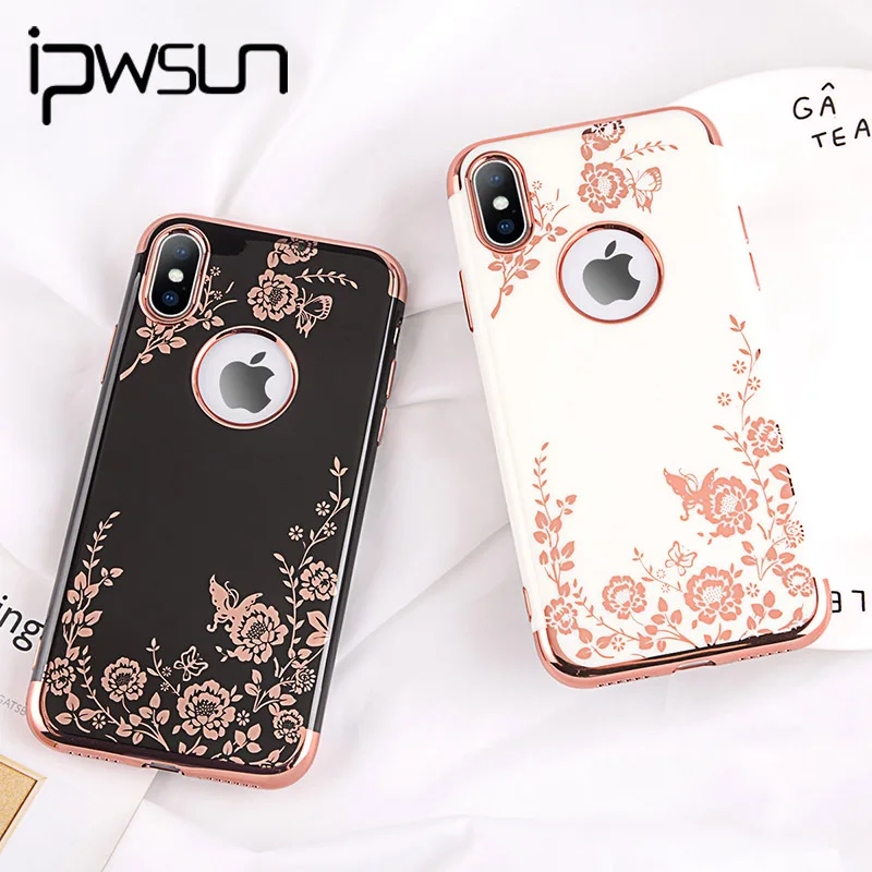 Простой чехол iPSWOO для iPhone X XR Xs 7 8 6 6s Plus модный жесткий из ПК с покрытием розового