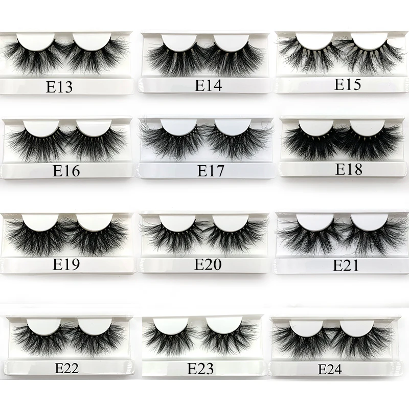 Mikiwi 25mm Long 3D mink lashes E01 extra length mink eyelashes Big dramatic volumn eyelashes strip thick false eyelash 5