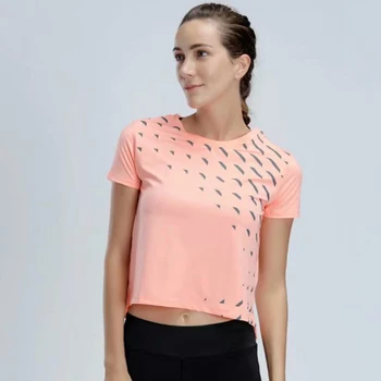 

Zhangyunuo Yoga Shirts Hollow Lumbar Backless Tops Sports Short Sleeve Sexy High Elastic Gym Fitness Active Wear Womens Clothes