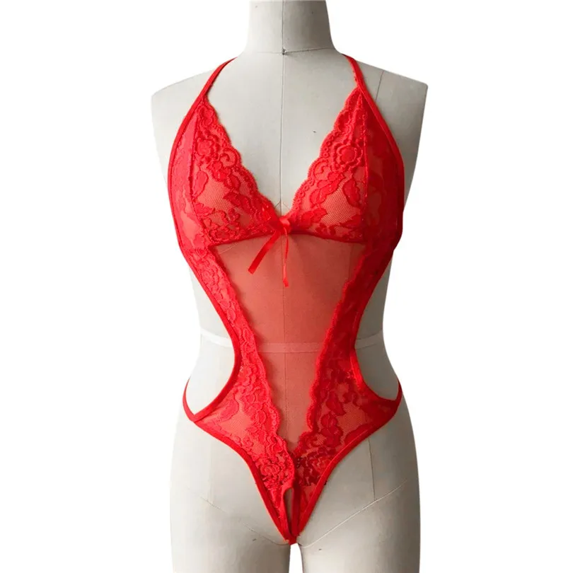 Lace Bodysuit Women Sleepwear Bodysuit Lingerie Crotchless Backless Jumpsuit Underwear Soutien Gorge Sexy Erotique 30DEC1307