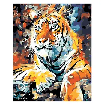 

Paint For Adults and Kids DIY Oil Painting Kits Pre-Printed Canvas Tiger