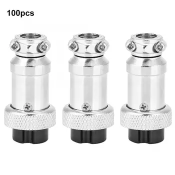 

100Pcs Aviation Plug Universal 3-Holes Stainless Steel Shell IP54 Threaded Connection Female Connector