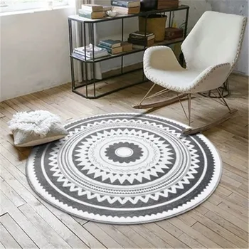 

Nordic Plush Floor Rug Mat Round Area Carpet For Living Room Bedroom Home Textile Decor Rugs Geometric Kids Play Game Mats
