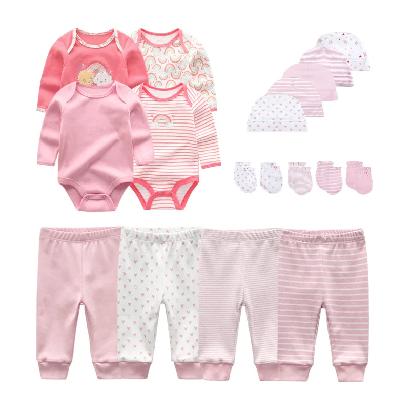 baby's complete set of clothing Newborn 16/18PCS Baby Boy Clothes Sets Cotton Solid Baby Girl Clothes Bodysuits+Pants+Gloves+Hats Cartoon Trousers Ropa Bebe Baby Clothing Set expensive