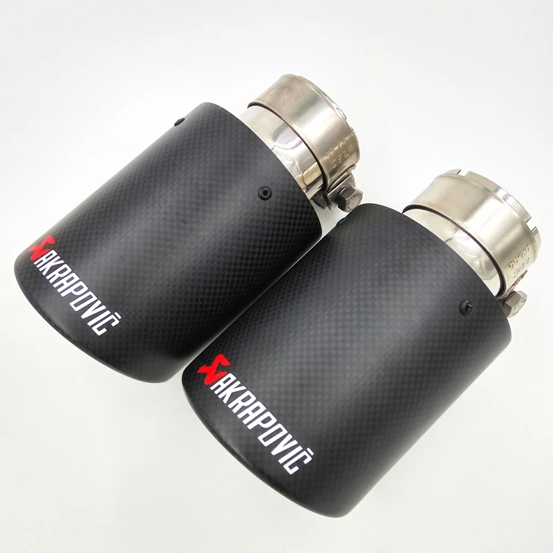 

2PCS: Inlet 51mm 54mm 57mm 60mm 63mm Outlet 89mm Akrapovic Exhaust Tip Car Carbon Fiber Muffler Pipe Tialpipe