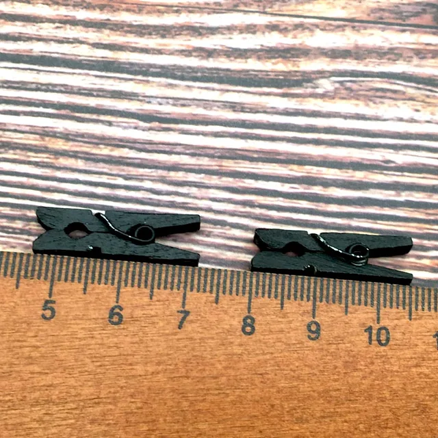 50Db Matt Fekete Barkács Karácsonyi Fotó Fal Mini Fa Klip 25X3 Mm Környezeti Kis Ruhacsipesz Gyermekek Ruhacsipeszei - Image 6