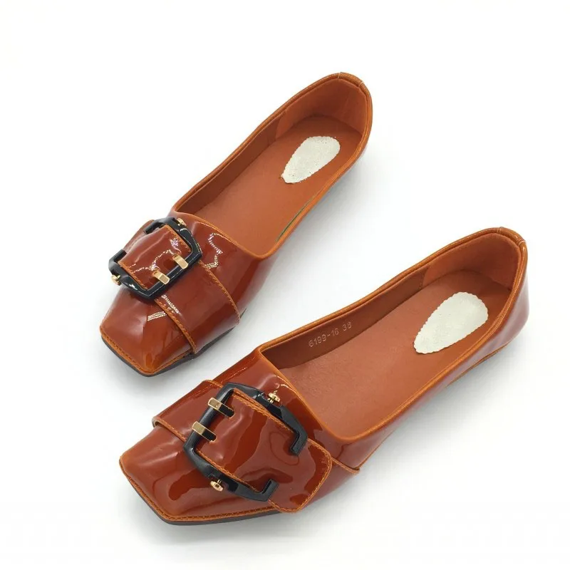 Женские туфли на плоской подошве с квадратным носком без застежки|shoes bike|shoes bonesshoes
