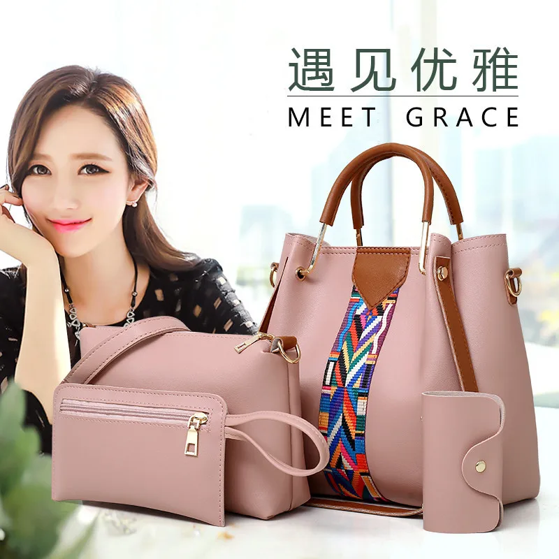 

Europe And America 2018 New Style WOMEN'S Fashion Handbag Webbing Hand Four-piece Set Different Size Bags Versatile Shoulder Obl