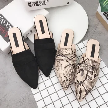 

Ladies snake sandals pointed pu non slip wear resistant bottom sandals party black ladies casual comfortable sandals