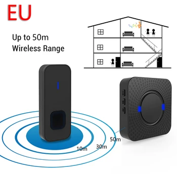 

110-260V / 50-60Hz Remote Musical Electronic Wireless Doorbell US/UK/EU Plug+ Battery For Home 2020 New