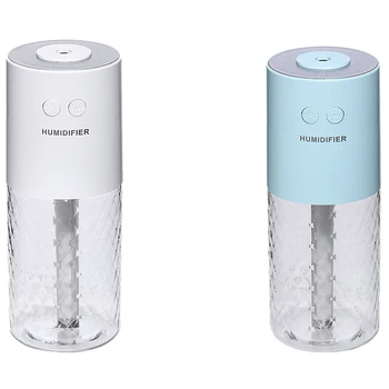 

2 Pcs Mini Air Humidifier USB Charging Led Night Light Aromatherapy Essential Oil Aroma Diffusers,Coral Blue & White