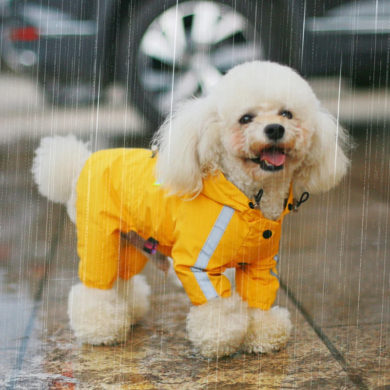 Small Dog Raincoat Reflective Dog Raincoat Waterproof Jumpsuit Puppy Rain Jacket For A Dog Pomeranian Schnauzer Poodle Clothing