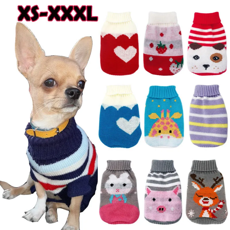 Dog Clothes Pet Sweater Costume For Small Dogs Christmas Deer Halloween Warm Knitte Coat