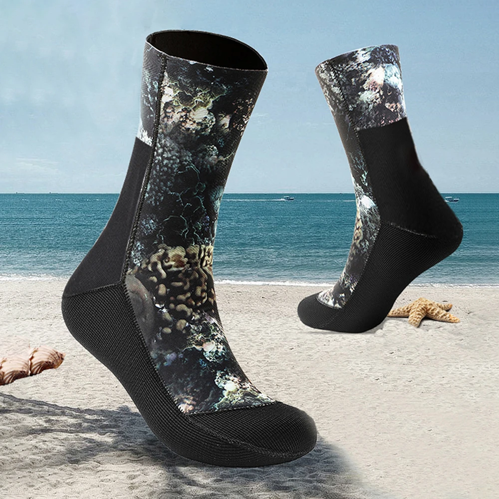 Dalış çorapları 5mm/3mm CR neopren dalış çorapları dalış çorapları kamuflaj  plaj çorap yüzme çorap tüplü dalış için sıcak tutmak|Yüzme Eldivenleri| -  AliExpress