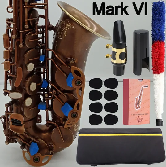 

Music Fancier Club Saxophone Alto Professional Alto Sax Saxophone Bronze Antique Copper Simulation Mouthpiece Reeds Neck Case