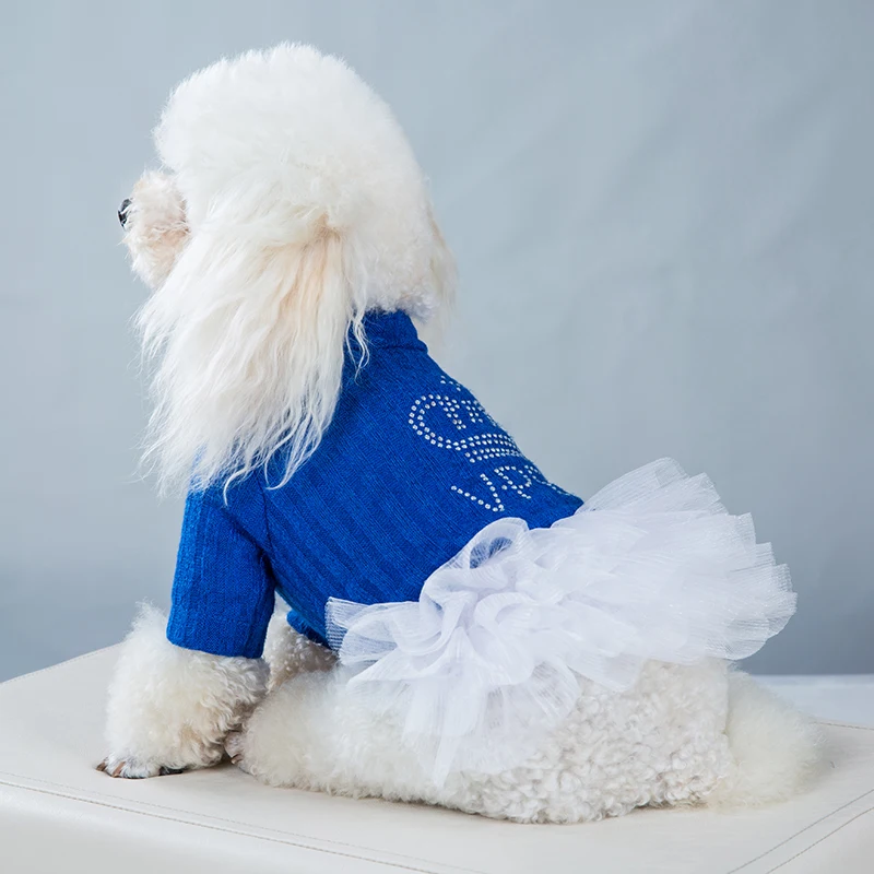 New Wedding Dogs Clothes Autumn Winter Princess Puppy Warm Luxury Pet Puppy Ruffle Dress For Small Dogs Girl Yorkie Chihuahua