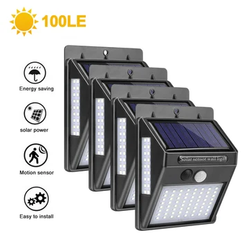 

Solar Powered PIR Motion Sensor 100LED Sunlight Control Solar Energy Street Light Yard Path Home Garden Lamp Wall Lights New