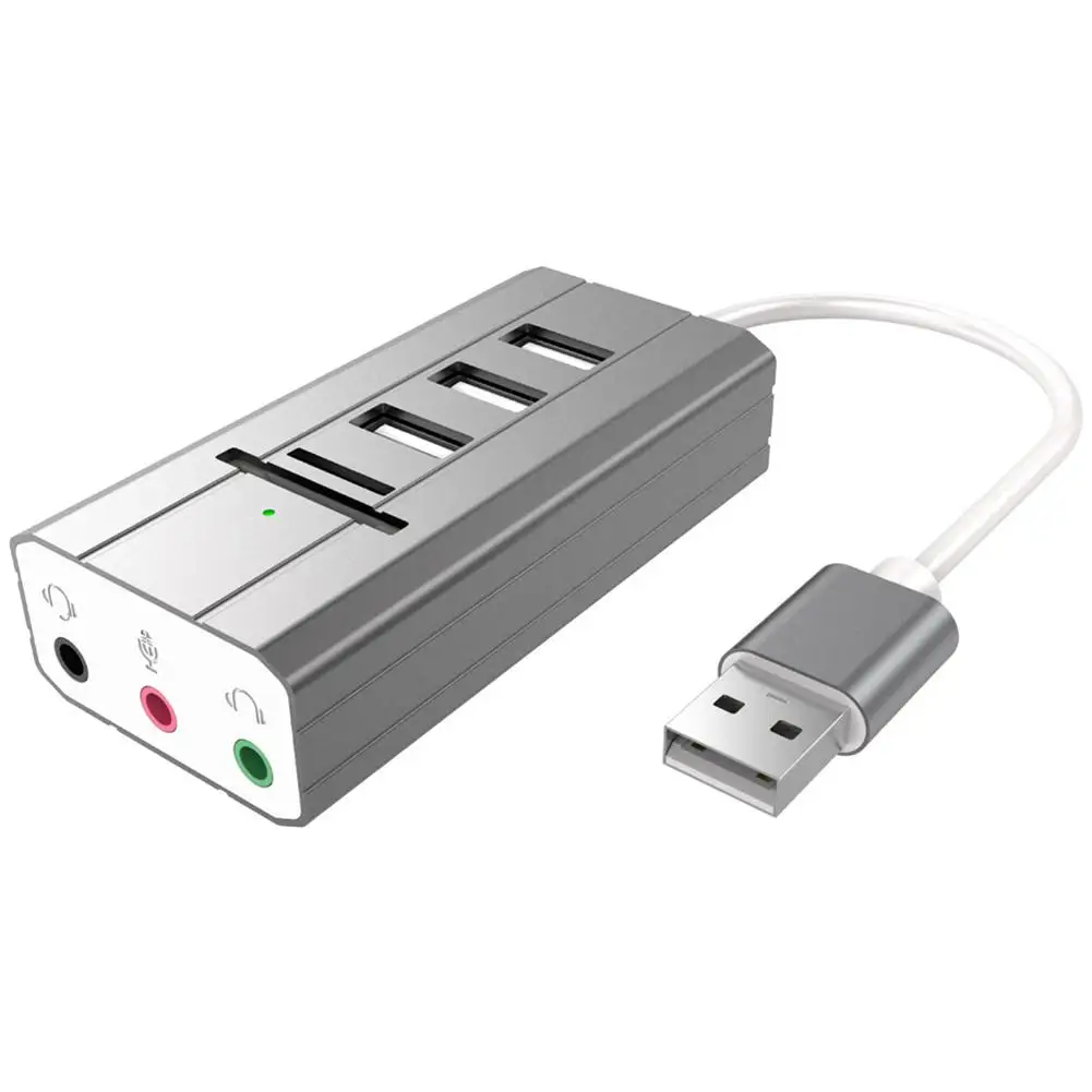 8 в 1 Многофункциональный 3 порта USB 2,0 концентратор со звуковой картой TF SD кардридер с 3 аудио портами для портативных ПК