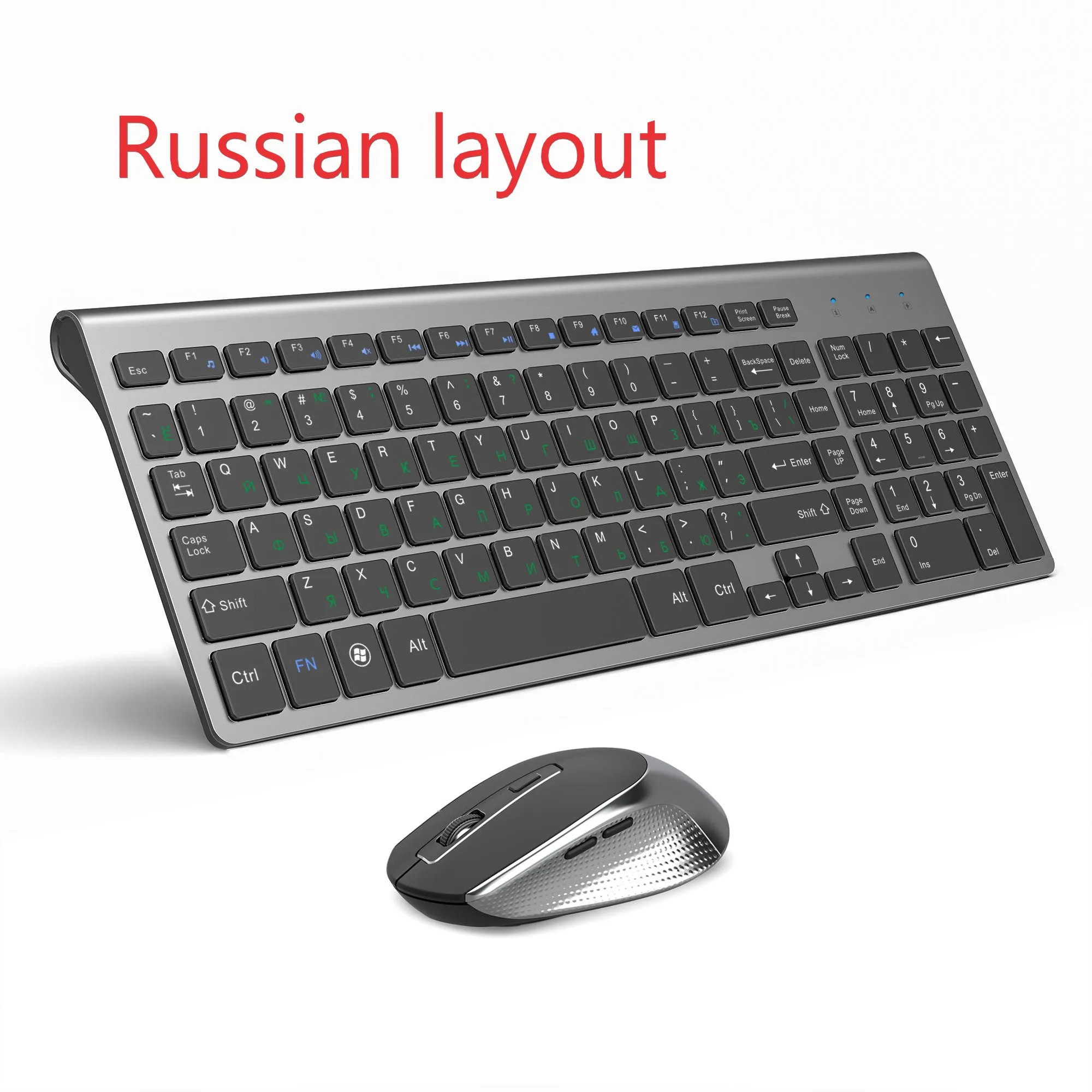  Russian keyboard wireless keyboard mouse set USB receiver with small digital compact keyboard for h