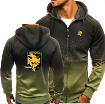 

Fox hound Special force group print Autumn Men Hoodies Zipper Gradient Sweatshirt Streetwear Jacket Mens hooded Tracksuit Slim