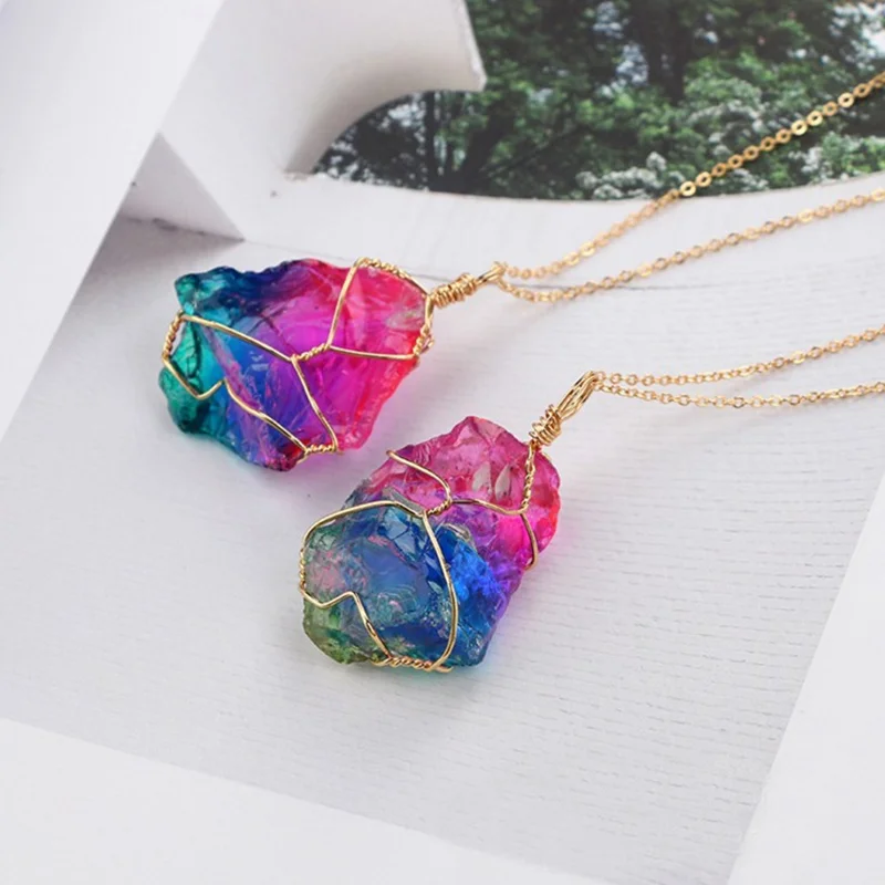 Titanium rainbow stones pendant (2)