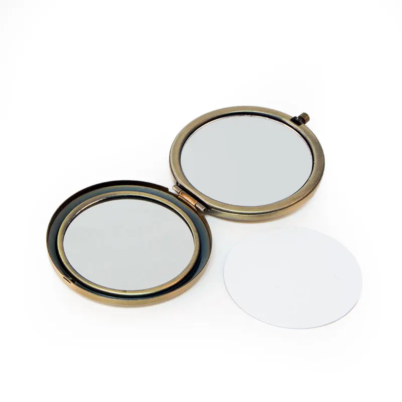 Бронзовый компактное карманное зеркало+ 58 мм тарелка для сублимации 10 шт./лот