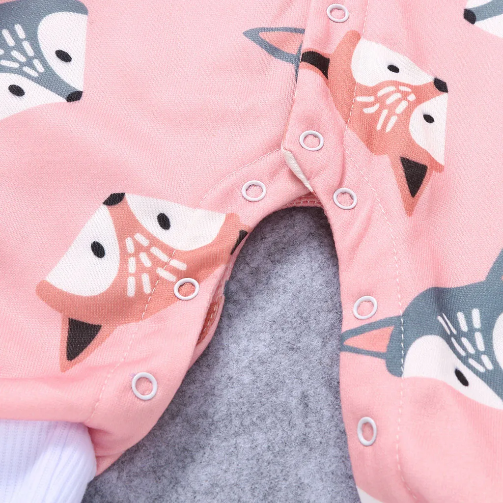 Зимний теплый комбинезон с капюшоном и рисунком лисы для новорожденных мальчиков и девочек; комбинезон с длинными рукавами для малышей; модное пальто; верхняя одежда