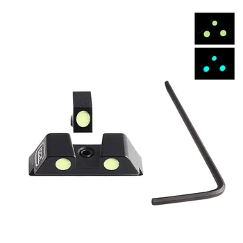 

Hunting Pistol Handgun Green Dot Glow Sight Front and Rear Sight for Glock 17/19/22/23/24/26/27/33/34/35 In Day and Night Use