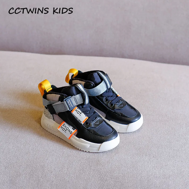 CCTWINS/детская обувь; коллекция года; зимняя обувь из натуральной кожи для маленьких мальчиков; спортивные кроссовки для девочек; модные детские кроссовки с высоким берцем; FH2696 - Цвет: Thin Black