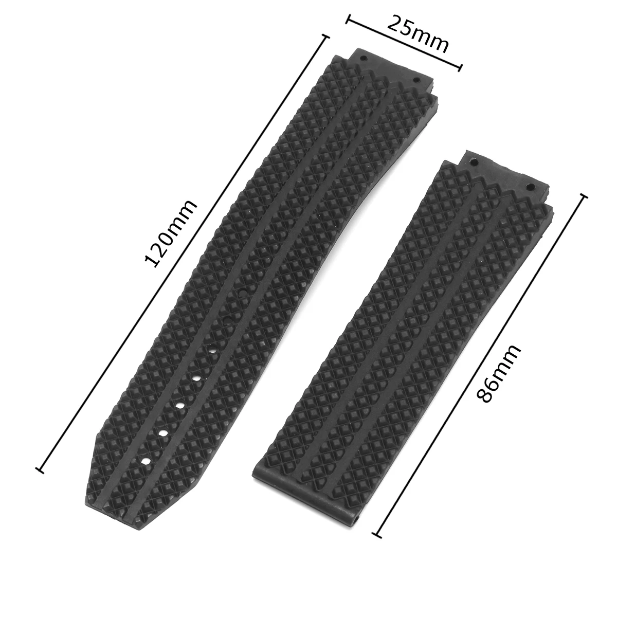 Черный браслет на запястье 25 мм резиновый силиконовый ремешок для часов водонепроницаемый Замена без пряжки для/Hublot аксессуары для часов