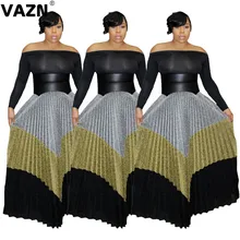 VAZN GJH1069 красочный дизайн Высокая улица юный плиссированные юбки с принтом для ночного клуба ветер средней длины юбки Офисная Женская юбка