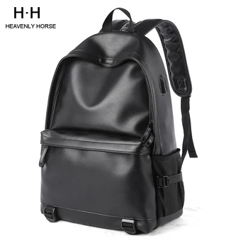 

Hip-hop Style PU Leather 14 inch Laptop Backpacks for Teenager Travel Casual Daypacks Mochila Male Daily Men Women Casual Bag