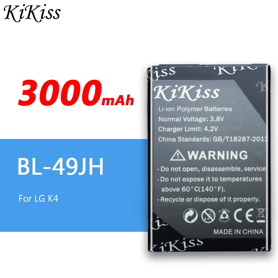 KiKiss телефон Перезаряжаемые Батарея 3000 мА/ч BL-49JH для LG K4 / LTE K130E K120E K120 BL 49JH замена