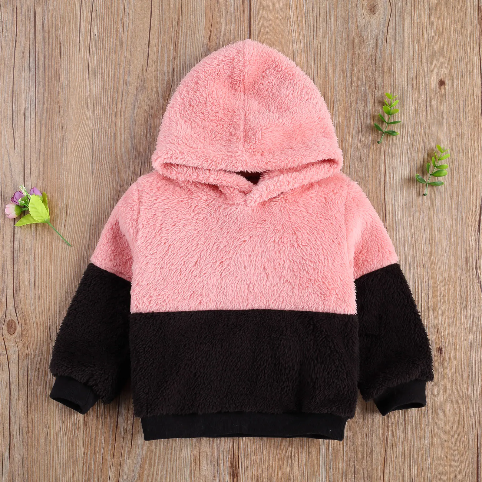 

Kids Baby Girl Plush Hoodie Fall Top V-Neck Long-sleeve Outdoor Velvet Patchwork Pullover Sweatshirt Warm Hat Free Shippment