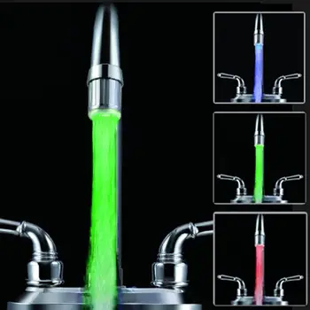 

LED Water Faucet Stream Light Kitchen Bathroom Shower Tap Faucet Nozzle Head 7 Color Change Temperature Sensor Light Faucet led