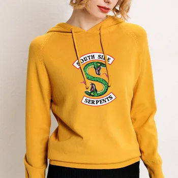 

New European and American big yards sweater female sweater riverdale south side serpents fashion wild hooded sweater