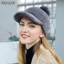 XdanqinX, Зимняя женская меховая шапка, теплая шерстяная бейсболка, Новая Модная Меховая кепка, элегантная женская зимняя шапка, Толстая теплая Женская кепка