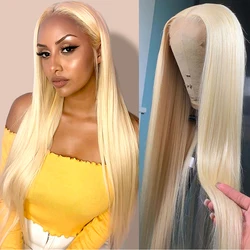 613 Blonde Lace Front Wigs Remy Brazilian Straight Hair 13x4 Lace Front Human Hair Wigs Pre Plucked With Baby Hair 150% Density