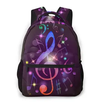 

2020 Backpack Women Shoulder Bag Colorful Music Note Purple Print Fashion School Bag For Teenage Girl Backpacks Travel Bag