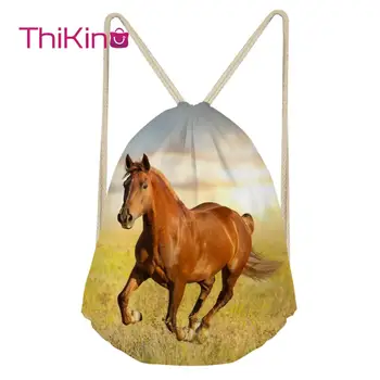

Thikin Robust Horse Casual Sack Drawstring Bag for Women Travel Backpack Toddler Softback Lady Beach Mochila DrawString Bag